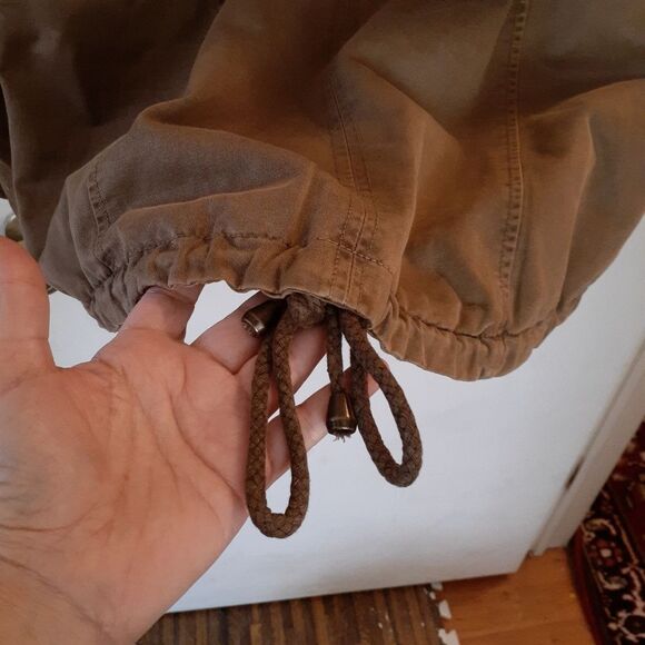 Guess coat tan brown utility anorak fall winter jacket l cotton canvas parka - Picture 15 of 15